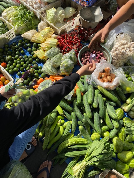 High angle view of vegetables for sale