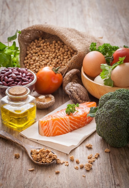 High angle view of vegetables on table