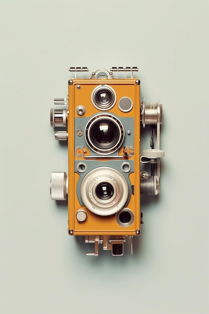 High angle vintage camera composition