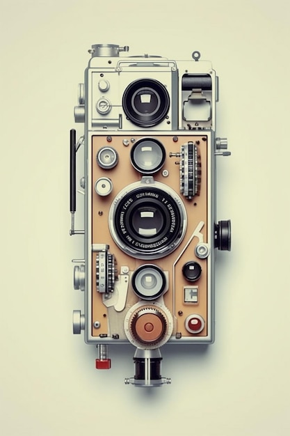 High angle vintage camera composition