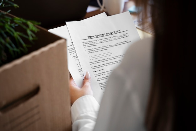 High angle woman holding documents