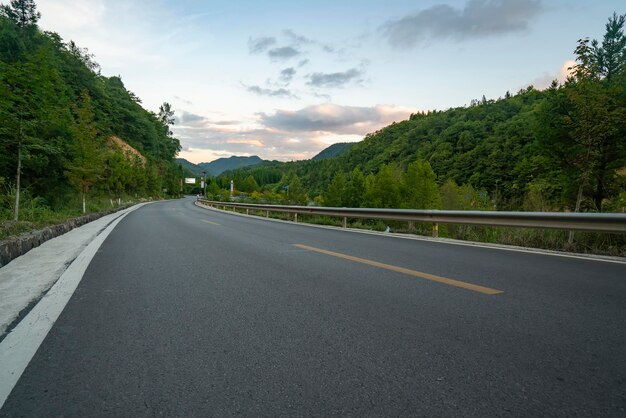 High asphalt road in the forest