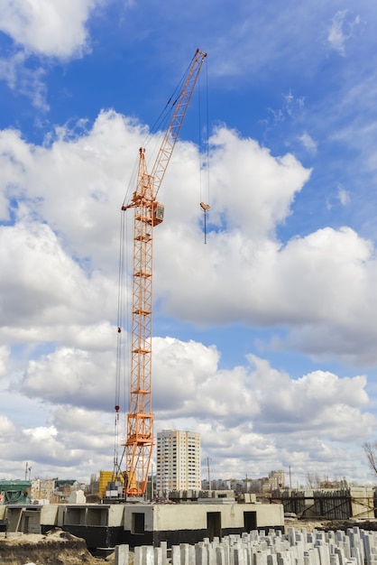 High crane and building of new houses