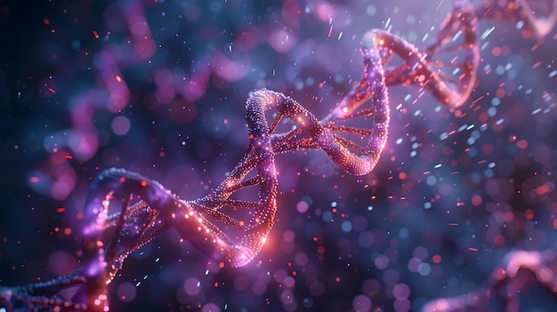 High Definition Render of DNA Double Helix Gene Editing Process