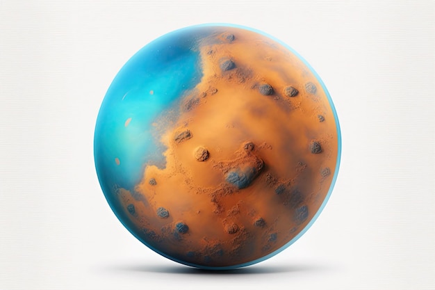 High definition scientific illustration of Mars on a white backdrop