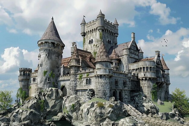 High Detail Realism 3D Fairytale Castle