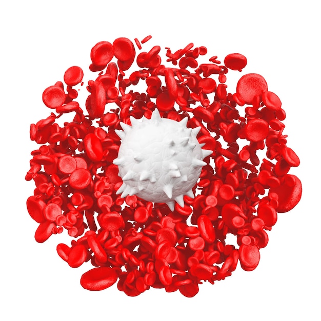 High Detail Red Blood Cells with White in Centre on a white background. 3d Rendering