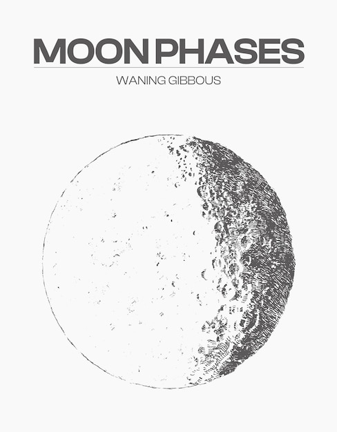 High detail sketch of moon phase cycle stage