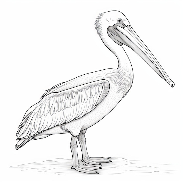 Photo high detailed pelican illustration drawing for coloring book