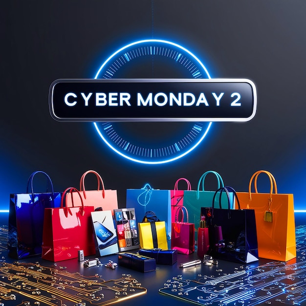 High dynamic range HDR photography of a Cyber Monday Countdown scene featuring a sleek