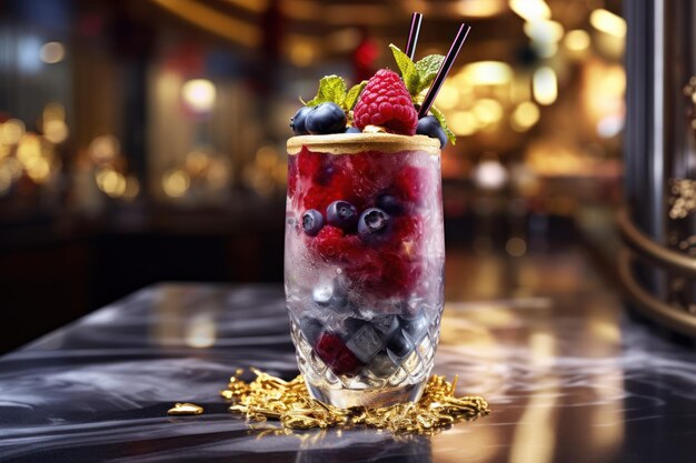 High end luxury perfect smoothie in high glass with berries AI generated