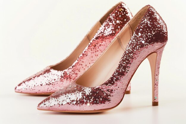 High heel fashion shoes with glitter