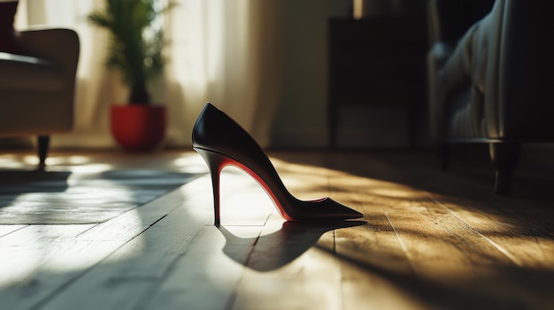 Photo a high heel shoe is on the floor in the sun