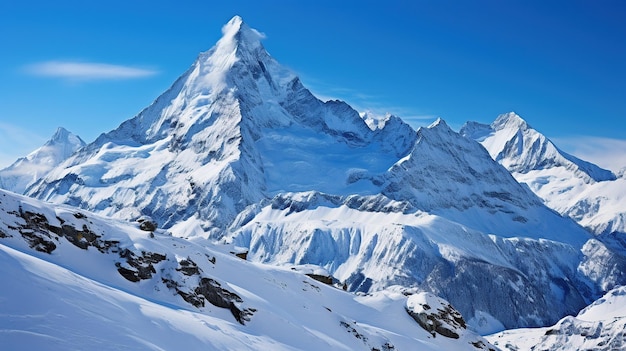 High mountain with withe snow and blue sky