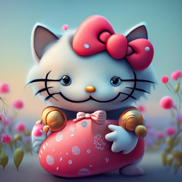 high quaity 3d cute hello kitty 3d render photo