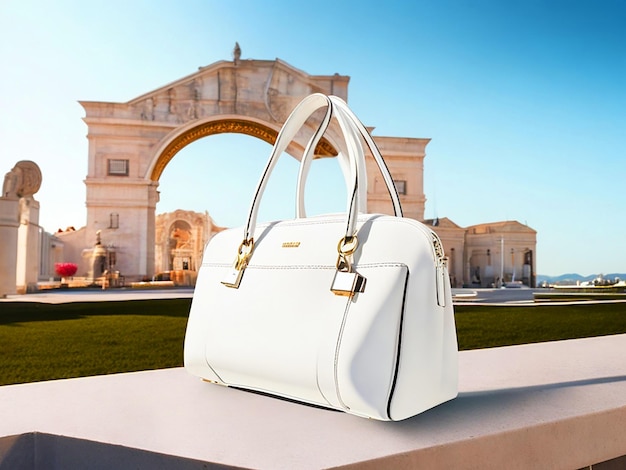 high quality 8K Ultra HD an rectangular white women's bag Italian style