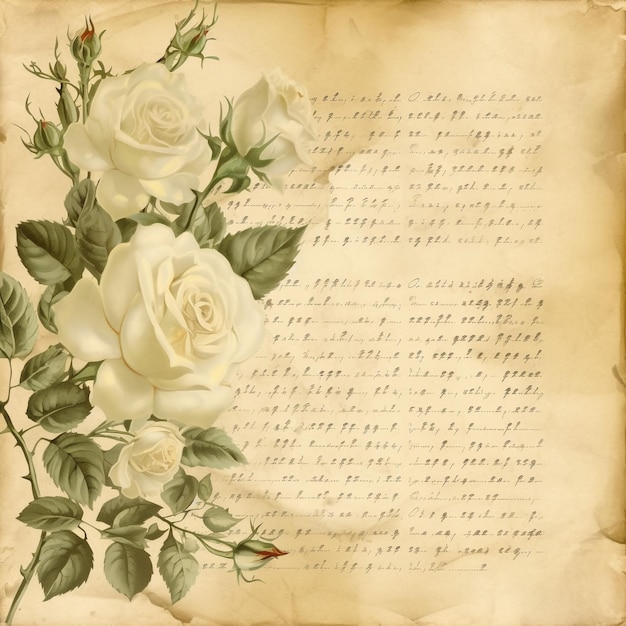 high quality a4 old parchment paper background with traditional flower look