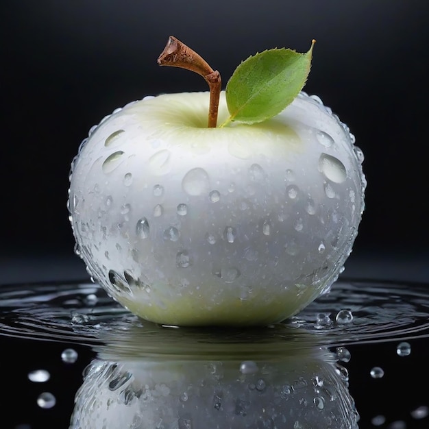 A high quality Apple fruit with reflective water droplets AI generated