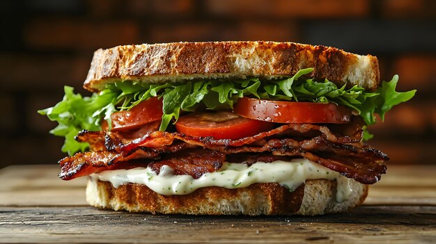 Photo high quality closeup photo of a tasty blt sandwich