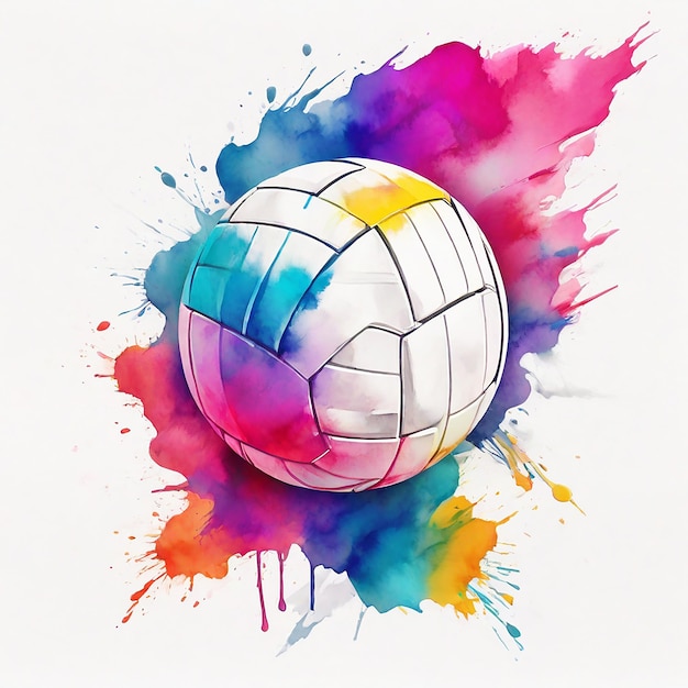 high quality logo style Watercolor colorful volleyball monochrome background