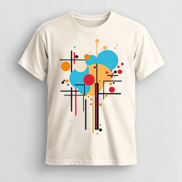 A high quality mockup featuring a white t shirt with an abstract geometric design