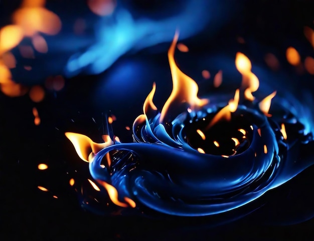 High quality motion graphic wallpaper simple blue blue fire AI Generated