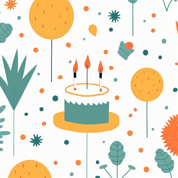 High quality pastel birthday seamless holiday pattern on white background for sale