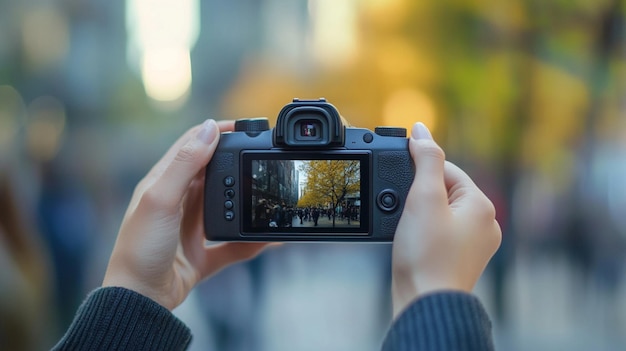 Photo high quality photo of photographer taking picture of nature photography concept imagephotographer