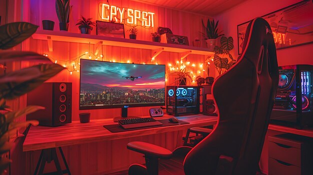 High quality photography computer gaming room