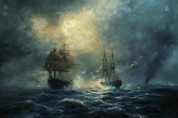 high realistic4knaval battle oil painting by Ivan Aivazovsky