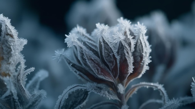 High Res Macro Shot Of Frost Crystals On Delicate Tulip