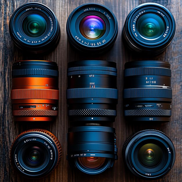 high res photograph of a variety of different lenses for mirrorless cameras