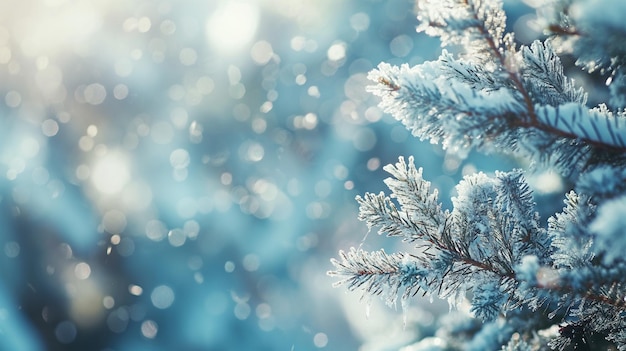 High Resolution Image of Snow Covered Pine Branches