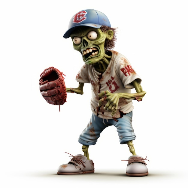 Photo high resolution interactive nanopunk zombie baseball player with glove