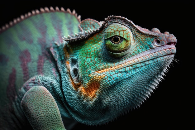 High resolution macro photograph of a panther chameleon