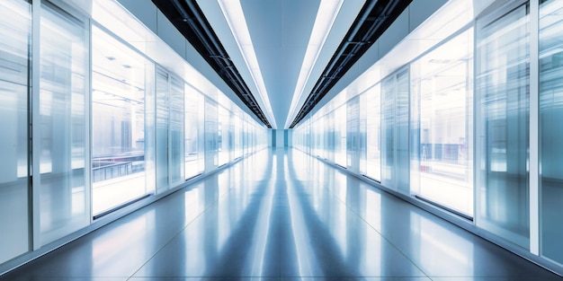 High resolution panoramic white light room hallway in large hall