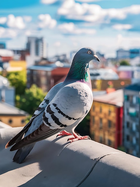 Photo a high resolution photo of a pigeon perched on a rooftop