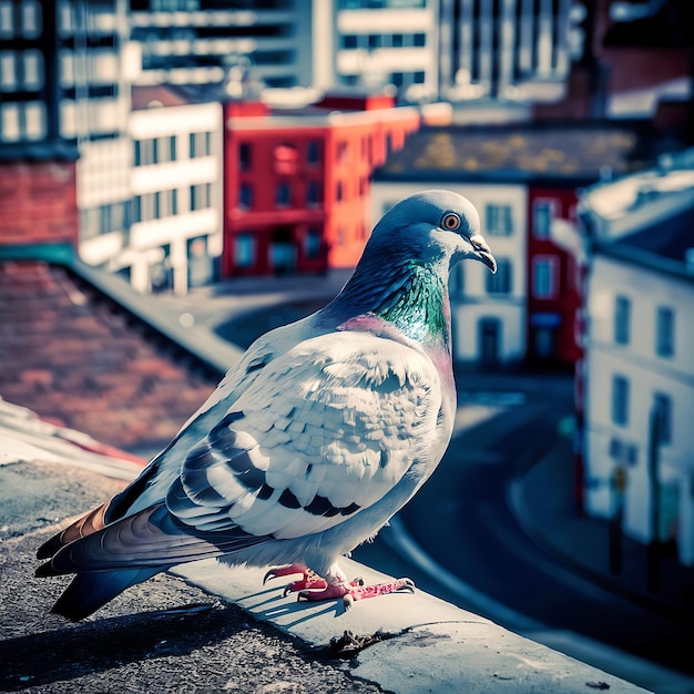 Photo a high resolution photo of a pigeon perched on a rooftop