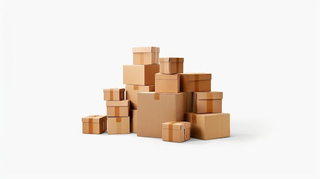 High resolution photorealistic clip art of a boxes isolated on a clean white background Generative A