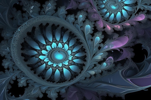 High resolution render of intricate fractal pattern for use in graphic design and art