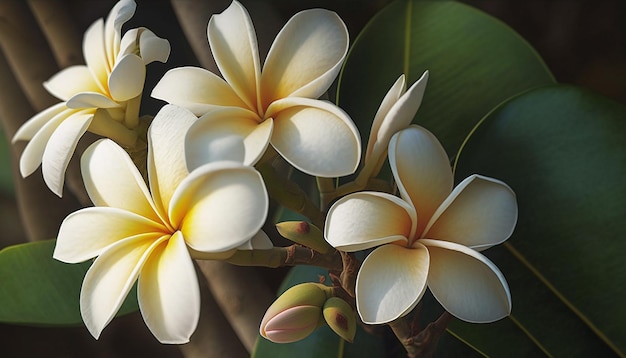 High resolution white frangipani flowers AI Generated