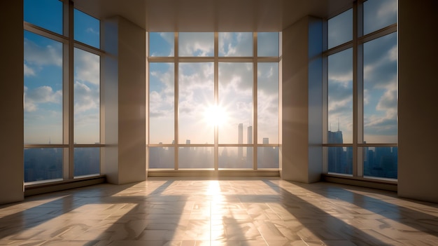 high rise building window with sunlight