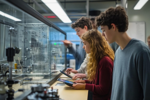 High School Students Working Together in a Physics Lab