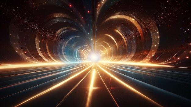 high speed colorful light trails tunnel concept illustration