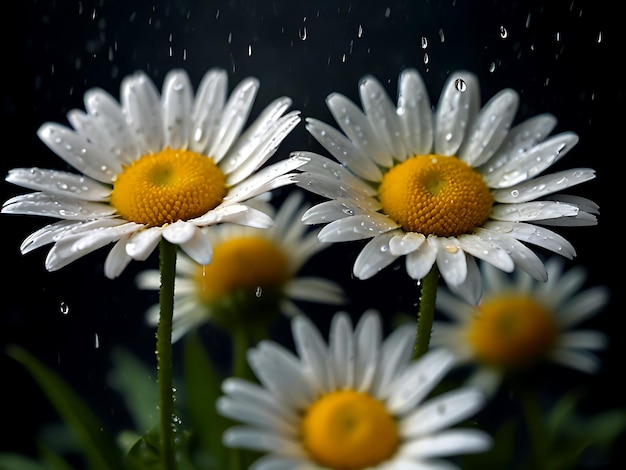 High Speed Photography Revealing the Graceful Interaction Between Rain and Daisies