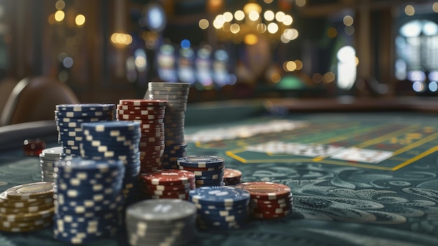 High stakes gambling in casino with chips