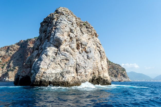 High stone cliff in the Mediterranean sea