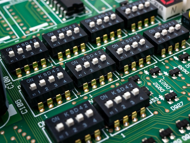 High tech electronic PCB (Printed circuit board) with microchips processor technology