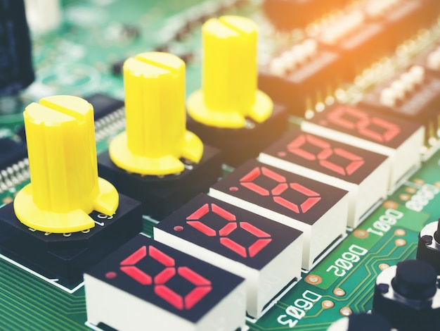 High tech electronic PCB (Printed circuit board) with microchips processor technology