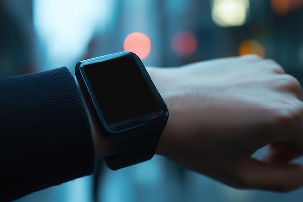 Photo a high tech wearable fitness tracker on a wrist show